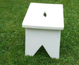 Vintage Wooden Stool Painted White.  Low Cracket Stool Seat