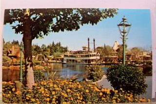 Disneyland Mark Twain Sternwheeler Frontierland Rivers America Postcard Old View