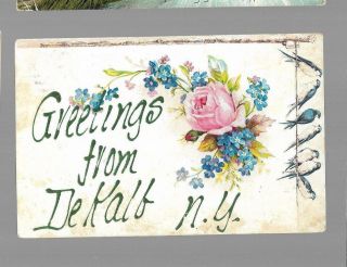 Pk52495:postcard - Vintage Flower Greetings From De Kalb,  York