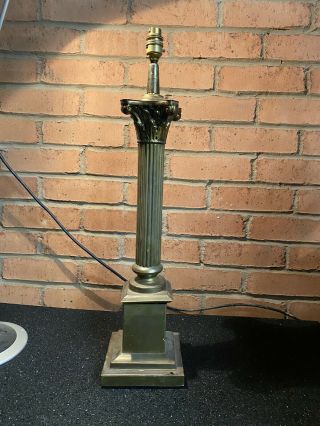 Large Brass Antique Corinthian Column Table Lamp Base