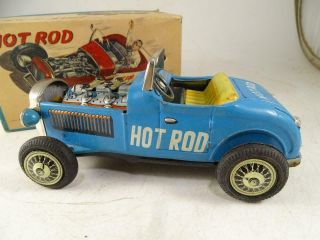 Vintage TN Japan Hot Rod Friction Car Piston Action Toy Tin Car Model w/ Box Old 2