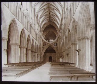 Glass Magic Lantern Slide Wells Cathedral Nave Dated 1891 Victorian Photo