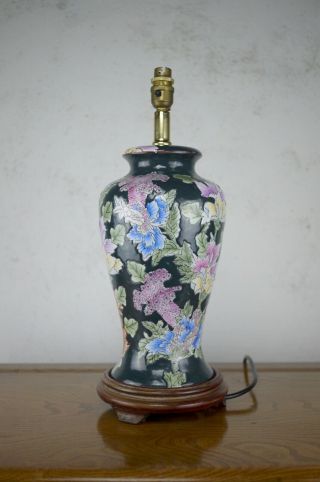 Large Antique Style Table Lamp Base Chinese Ginger Jar Pottery Light Floral 44cm