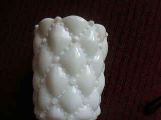 Vintage Opaque White Milk Glass Candle Votive Cup Quilted Design Home Interiors 3
