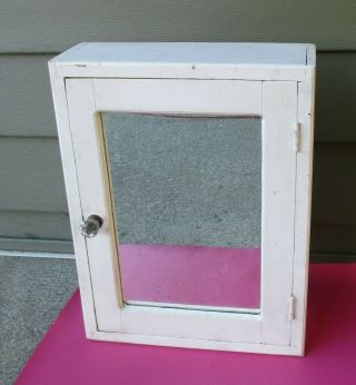 Reserved For Ashton: White Wooden Medicine Cabinet With Glass Knob 17 X 13 X 5