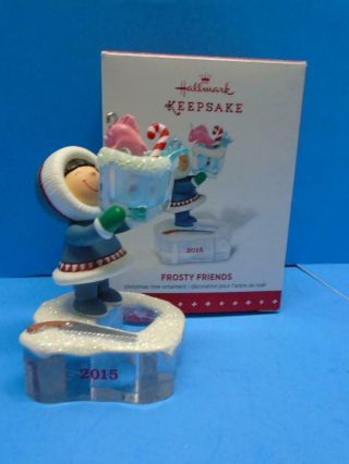 Hallmark 2015 Frosty Friends Series Ornament 36 Ice Cube Fish Bowl Iob
