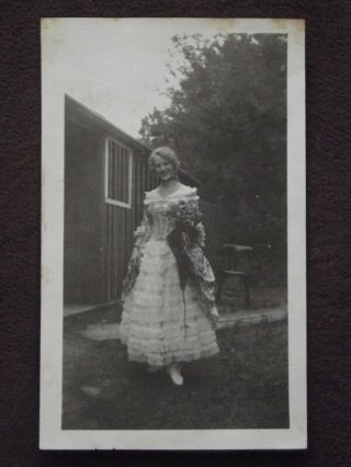 Pretty Young Blonde Lady In Colonial Period Formal Dress Vintage 1910 