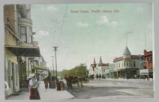 Vintage Postcard,  Street Scene Pacific Grove,  California,  Calif,  Cal,  Ca,  Posted