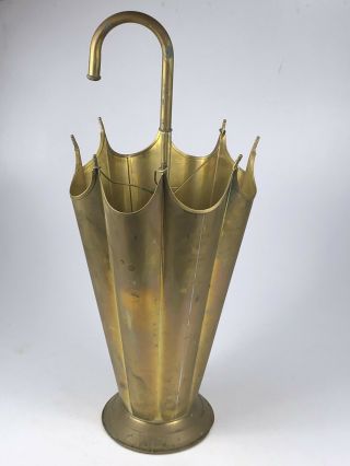 Vintage Brass Copper Umbrella Stand Walking Stick Cane Holder