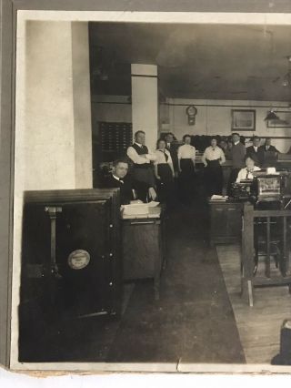 Vintage Office Interior Cabinet Photo with Staff Typewriters Desks and Safe 2