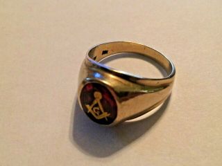 Vintage 10k Yellow Gold Masonic Ring,  Size 11.  5,  7.  6 Grams,  Stamped 10k