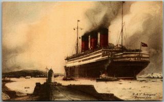 Vintage Cunard Line Steamship Postcard R.  M.  S.  Berengaria Artist 