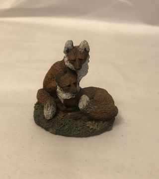 Vintage Red Foxes 1977.  The Bronze Menagerie Mini Figure.  By Neal Deaton
