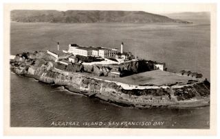 Alcatraz Island - San Francisco Bay Vintage Real Photo Postcard Of The Prison