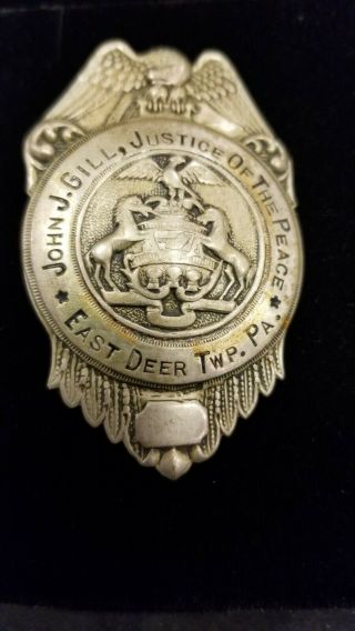 Vintage Justice Of The Peace East Deer Twp.  Pa Matthews Pittsburgh Badge