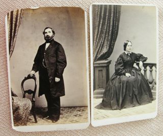 2 Antique Civil War Era Cdv Photos Of Catharine & Edwin Yurkes Philadelphia Pa