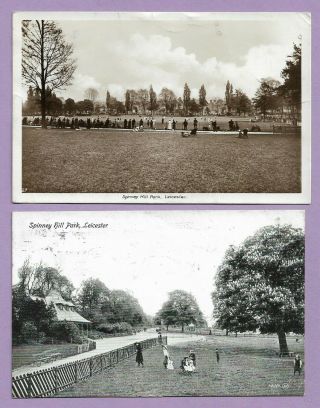 [0056] Leicestershire Two Vintage Postcards Of Spinney Hill Park Leicester