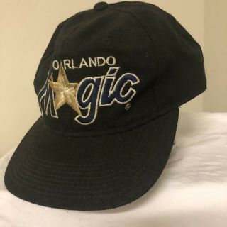 NBA Rare 90s Vintage Orlando Magic Hat Cap Script Snap Back Solid Black 2