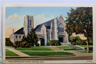 Oklahoma Ok Bristow First Presbyterian Church Postcard Old Vintage Card View Pc