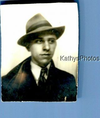 Found Vintage Photo C,  3934 Portrait Of Man In Suit And Hat