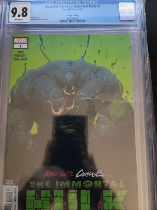 Absolute Carnage: Immortal Hulk 1 Marvel Comics 2nd Print Cgc 9.  8