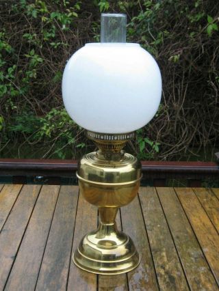 Vintage Brass Duplex Dbl Wick Oil Lamp