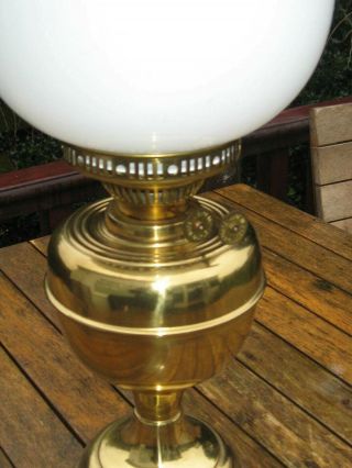 VINTAGE BRASS DUPLEX DBL WICK OIL LAMP 2