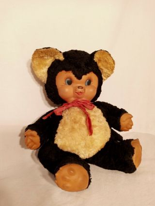Vintage Rushton Rubber Face Chubby Tubby Doll Panda Bear Toy Rare