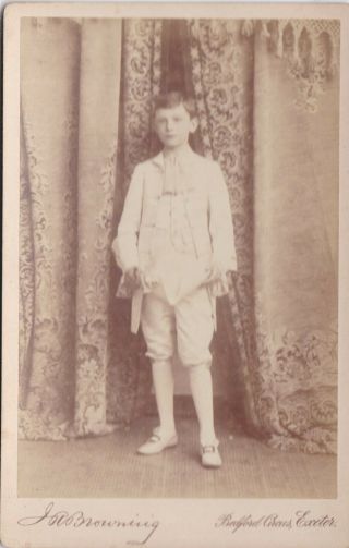 Antique Cabinet Photo - Young Boy In Theatrical Costume.  Exeter Studio