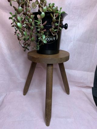 Vintage French 3 Leg Milking Stool Plant Stand Wood Rustic Boho