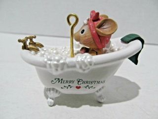 ©1994 Enesco Mouse In A Bubble Bath Bathtub Christmas Ornament