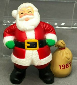 Hallmark Merry Miniatures Christmas 1987 Santa With Dated Bag