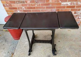 Vintage Hon Metal Typewriter Table Stand Drop Leaf Rolling Industrial Black