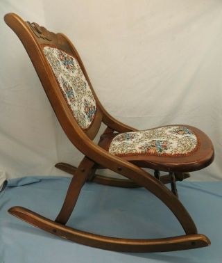 Victorian Vintage Folding Rocking Chair Upholstery