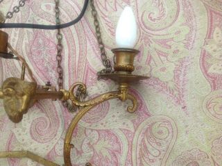 Antique Vintage,  French Gilt Chandelier With Rams Head / Ceiling Light.