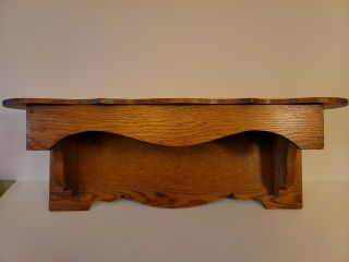 Antique Early 1900s Solid Wood Hand Crafted Wall Hanging Shelf