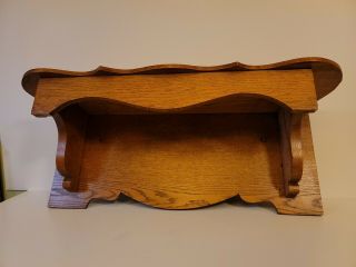Antique Early 1900s Solid Wood Hand Crafted Wall Hanging Shelf 2