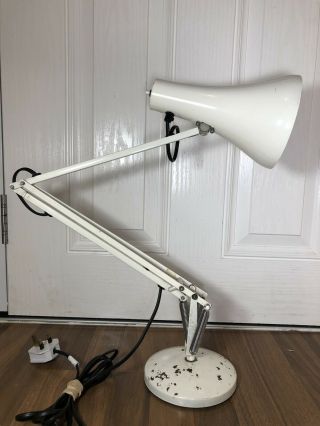 Vintage Herbert Terry White Anglepoise Lamp 90 With Wear & Tear (1970’s
