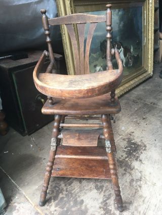 Oak Antique Baby / Dolls High Chair/ Low Chair