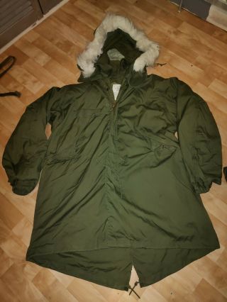 M65 Size Medium Us Army Ecw Fishtail Parka Vintage Mod Military Issue With Hood