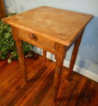 Antique Single Drawer Bedside Nightstand Primitive Lamp Table Rustic Pine