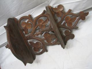 Antique Hand Carved Wooden Wall Trinket Shelf Walnut Wood Ornate Victorian