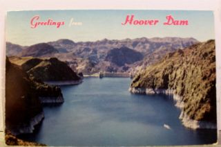 Arizona Az Nevada Nv Lake Mead Hoover Dam Boulder City Postcard Old Vintage Card