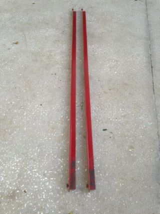 Pair Set Red Antique Heavy Steel Metal Side Button Bed Rails Twin Full Queen