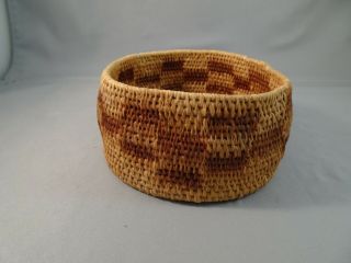 Vintage Handwoven Basket Tribal Native American African Hand Crafted 4.  5 "