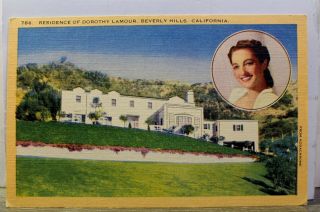 California Ca Beverly Hills Dorothy Lamour Residence Postcard Old Vintage Card