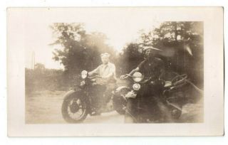 Two Men Man Motorcycle Motor Cycle Bike Scene Vintage Snapshot Photo