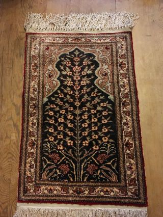 Vintage Pure Silk Hand - Knotted Kayseri Tree Of Life Prayer Rug / Wall Hanging