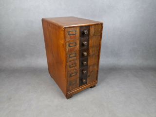 Vintage 6 Drawer Wooden Desk Top Filing Drawers
