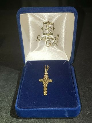 Vintage Imperial Gold 14k Yellow Gold Flexible Mirror Lame Cross Crucifix Nib